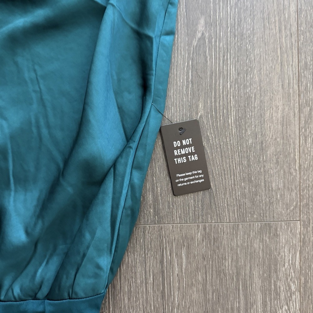 Express NWT Green Satin Cowl Neck Bodysuit Sz Large Goth Party Cocktail Grunge - Picture 5 of 10